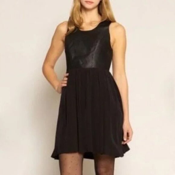 Line+Dot Edgy Little Black Dress Cocktail Mini Gown Bikercore Luxe Look - Picture 1 of 12